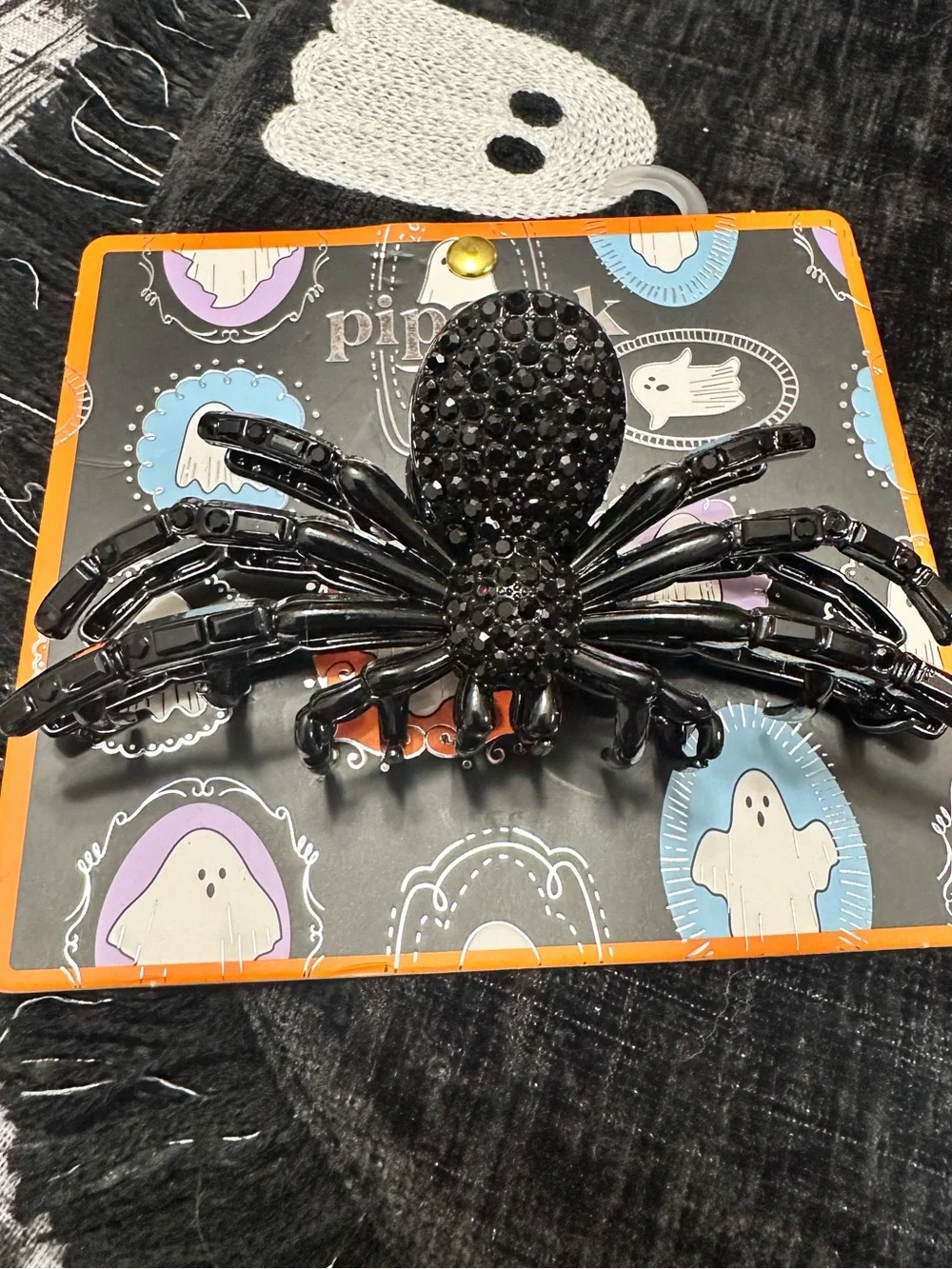 Piper K Black Sparkle Spider Hair Clip